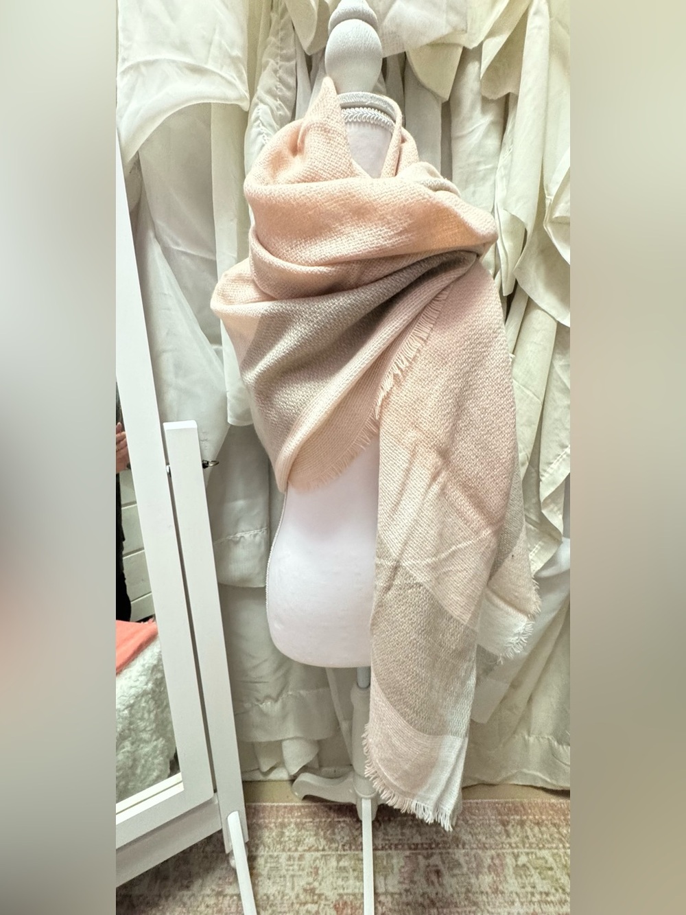Source Unknown Blush and Cream Wrap Scarf